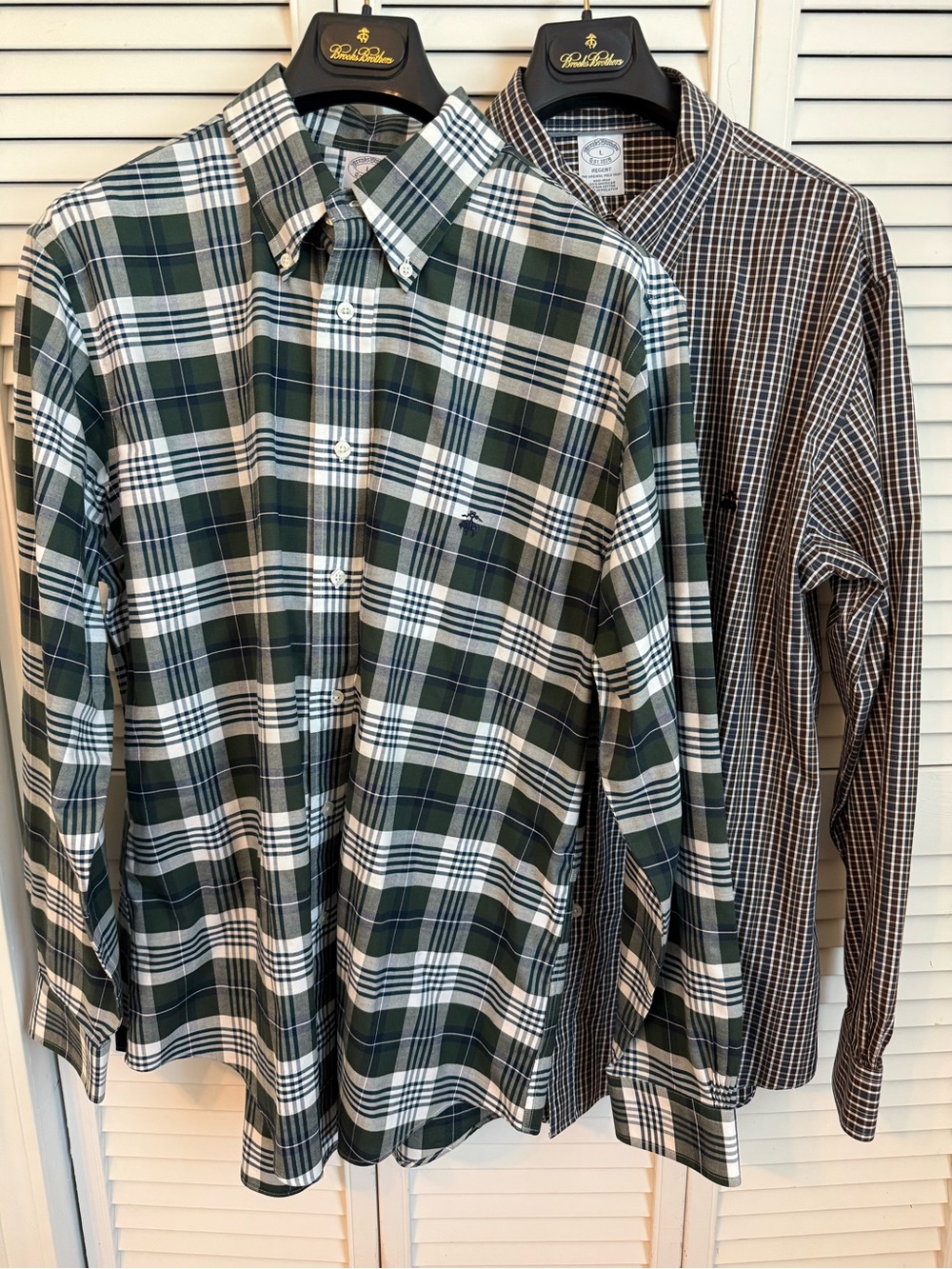 Lot of 2 Brooks Brothers Dress Shirts Large Plaid Regent Long Sleeve Supima